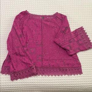 Anthropologie Magenta Crochet Lace Blouse